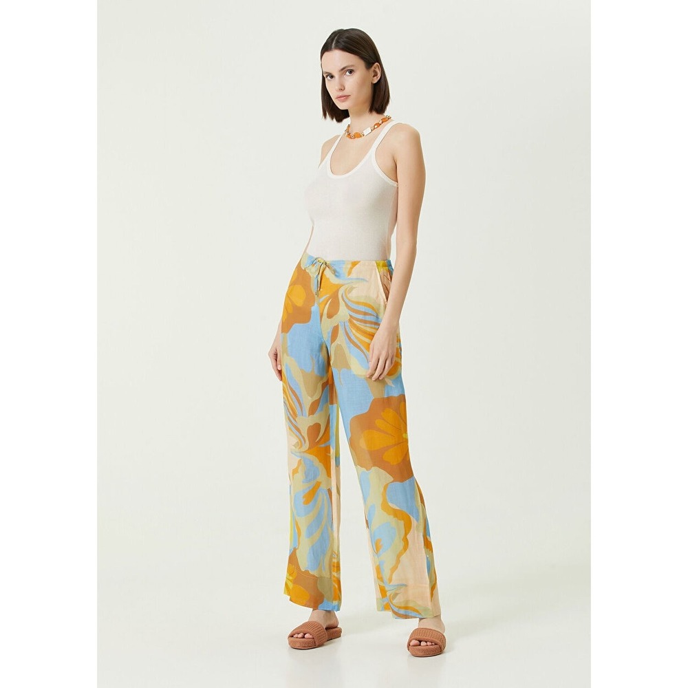 Hansen and Gretel Stevie Pants x Free People Floral boho‎ Wide Leg Blue Orange
